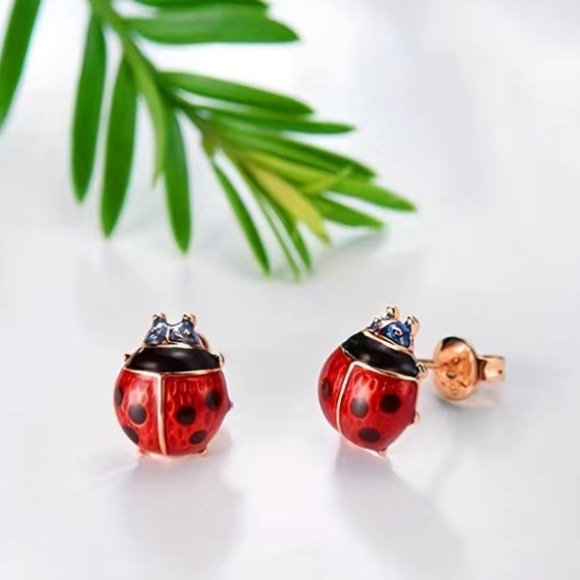 Ladybug Stud Earrings - Picture 1 of 5